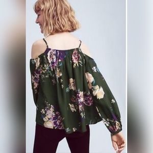 NWT Maeve floral tallie open shoulder silk top